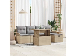 Vidaxl Conjunto De Sofá De Jardim 6 Unid. Bege Vime Pe