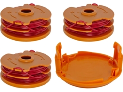 Compatível com Worx Wa0007 Wg116 Wg119 (0,065", 16 Pés 50019417, Kit com 3 Carretéis de Fio e Tampas para Aparador de Grama AQUAFORGE