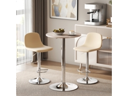 Mesa De Bar Com Altura Ajustável Giratória 360° Com Base Redonda Mesa Alta Moderna Para Cozinha Ø60x67-93 Cm Madeira