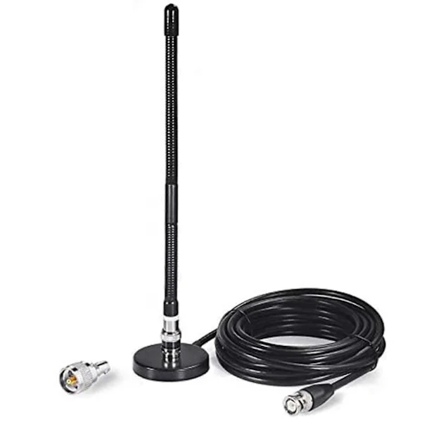 Antena Flexível 27mhz, 100cm, Conector Pl259, Base Magnética Bnc AQUAFORGE