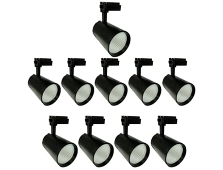 10X Track Led Ceiling Spotlight 30W Branco Quente 3000K 3000 Lumens 185V-265V Ac Monofásico Cor Preto JANDEI