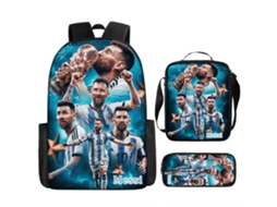 Mochila Escolar Com Estampa De Futebol, Lancheira E Estojo, Conjunto De Três Peças Slowmoose