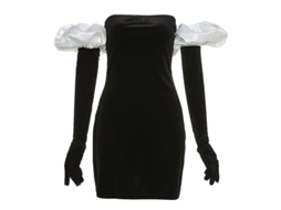 2026 vestido Sexy Bodycon Claro Manga Volada com Luvas para Mulher Eqt Outono Inverno Primavera L Blanco
