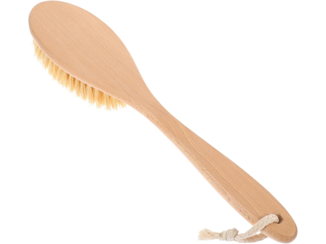 Escova Esfoliante Corporal Com Cabo Longo De Madeira Faia E Sisal, Escova De Banho Resistente Para Limpeza Profunda E
