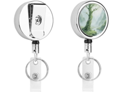 Porta Crachá Retrátil Árvore Da Vida Verde, Moderno E Durável, Em Metal, Com Cordão De Nylon De 68cm, Ideal Para