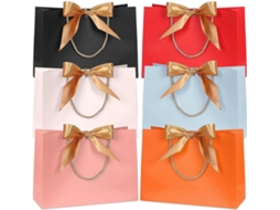 Conjunto De 6 Sacolas De Presente, Sacolas De Papel Coloridas E Impermeáveis Para Presentes Com