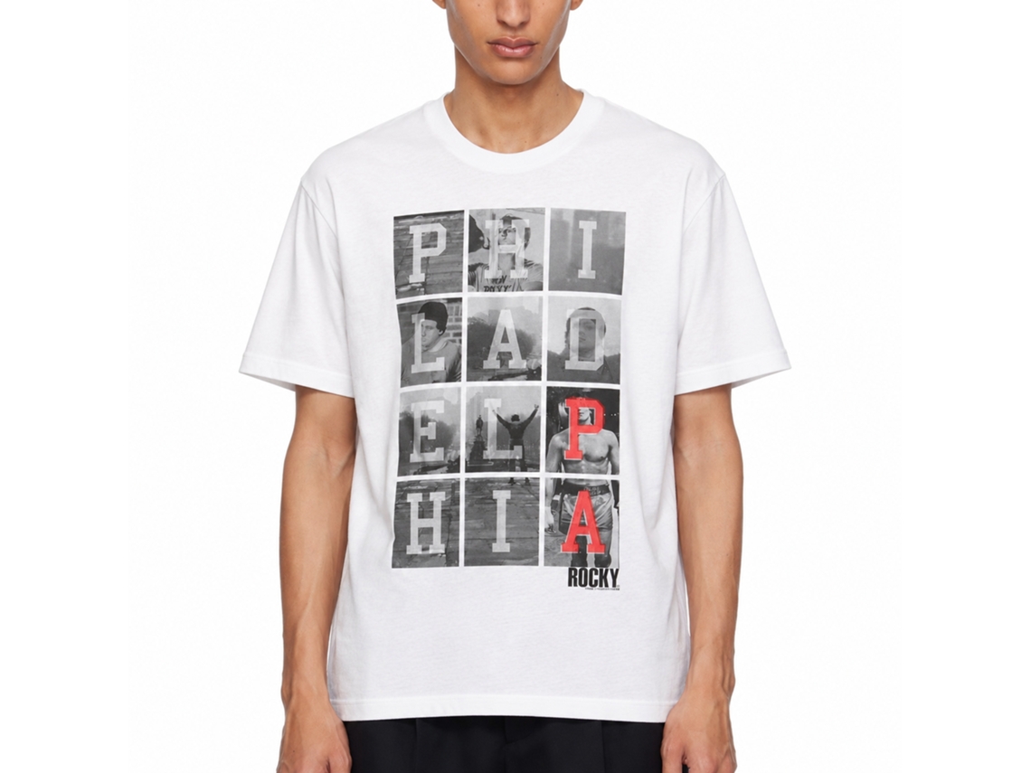 Rockinstone Rocky Movie Philly Cheese Steak White Adult T-shirt Size:xxl