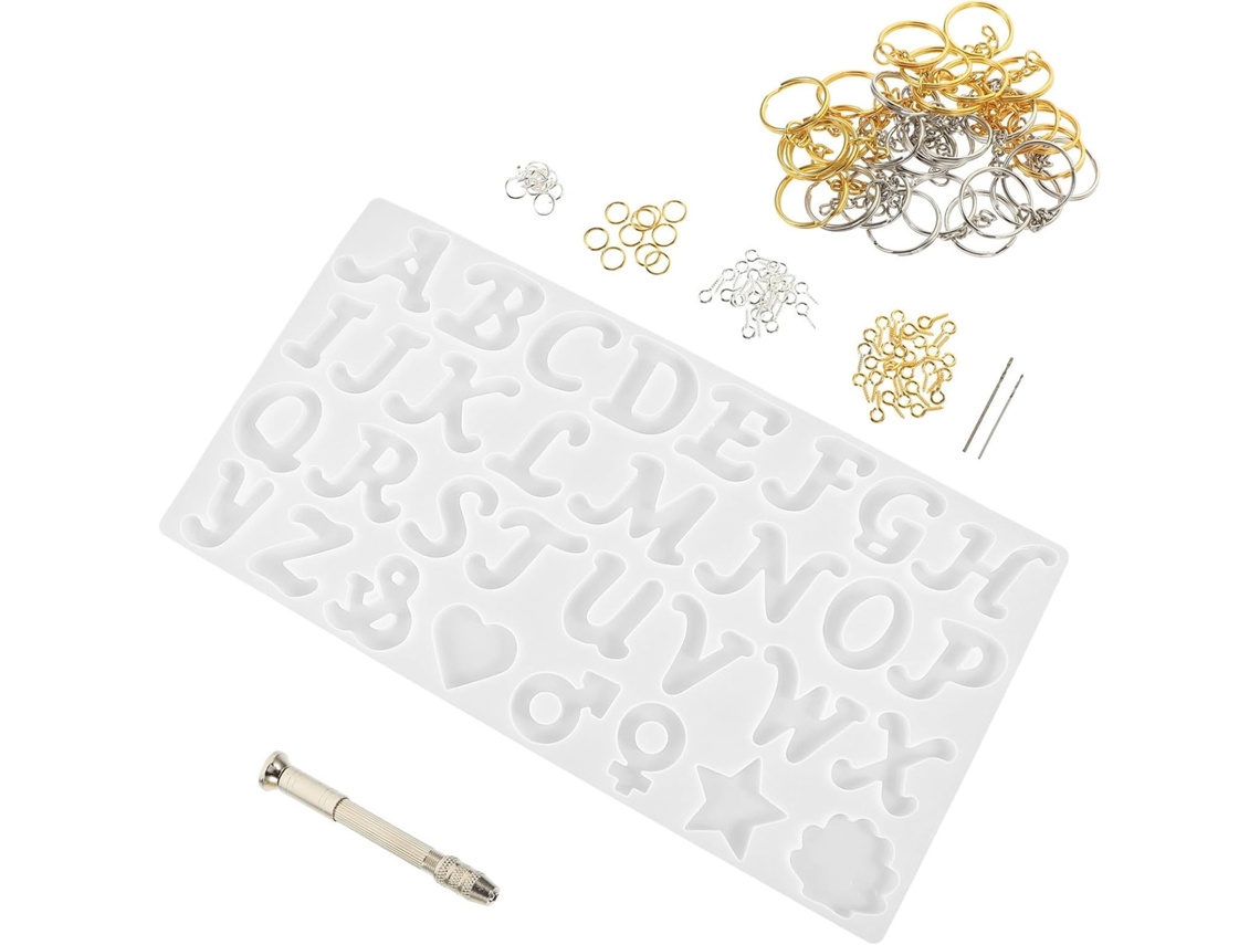 Molde De Silicone Com Letras Para Chaveiros Diy, Flexível E Reutilizável.