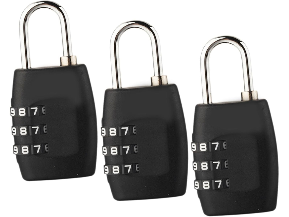 Conjunto De 3 Cadeados Combinação Para Mala Viagem, Academia E