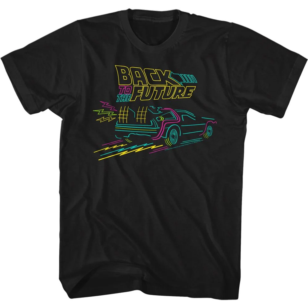 Rockinstone Back To The Future Movie Neonfuture Black Adult T-shirt Size:l