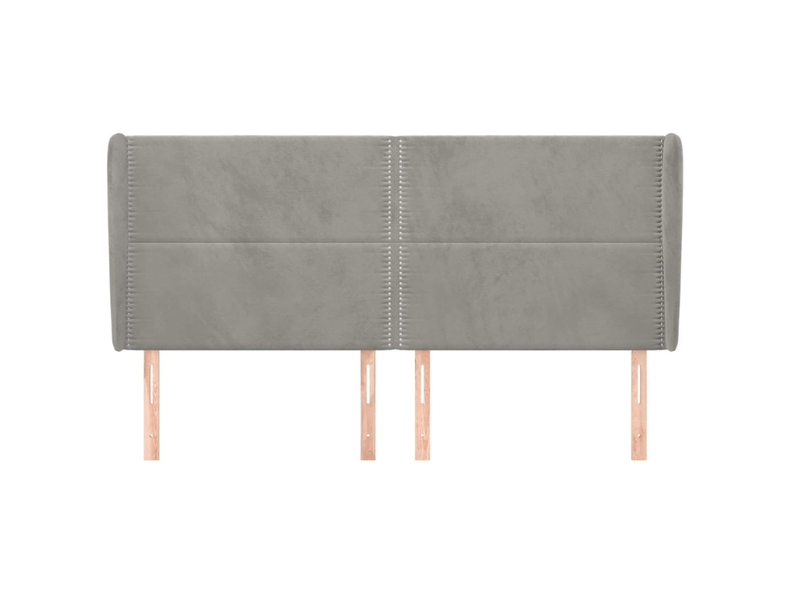 Cabecero con Alas de Terciopelo 203x23x118/128 cm Gris Claro