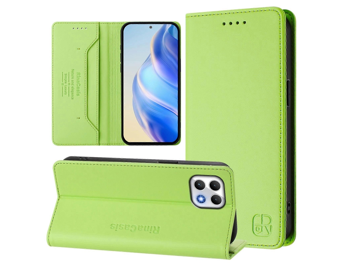 Capa De Couro Para Celular Rc01 Com Dupla Dobra Magnética E Rfid