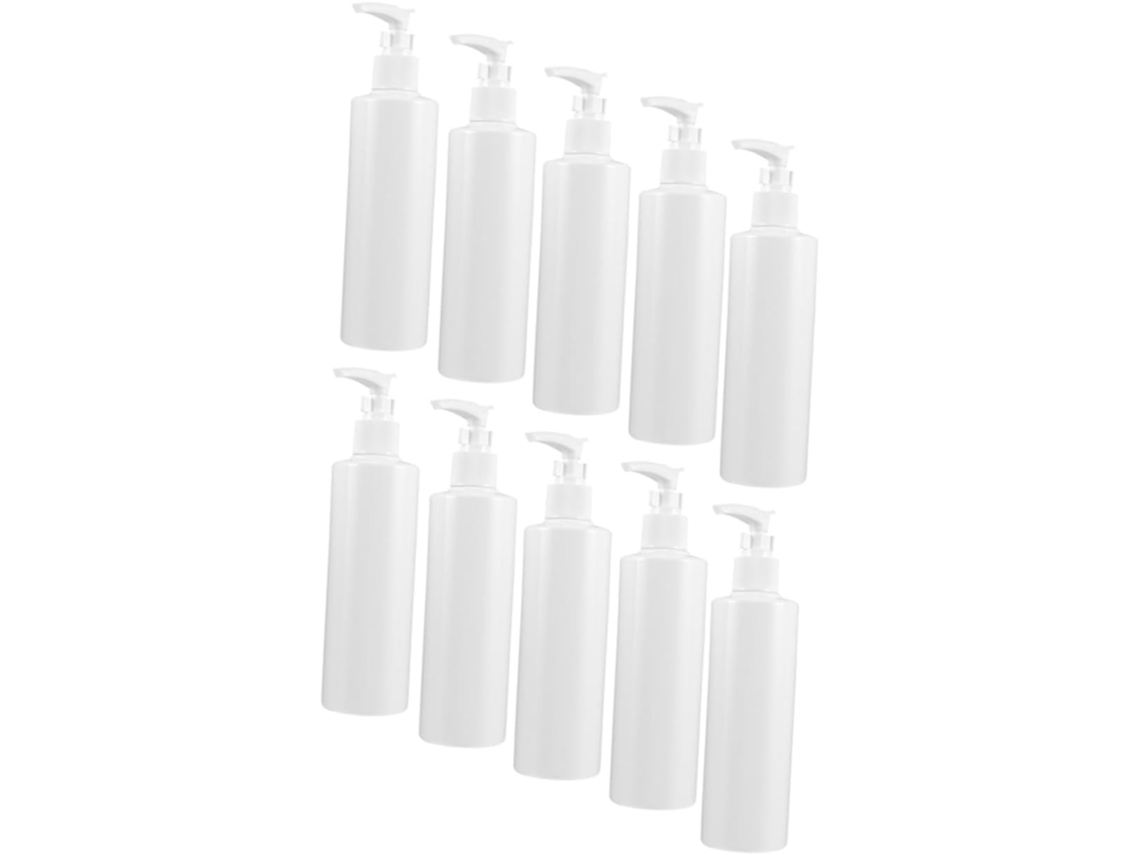 Pacote Com 10 Frascos Vazios De 250ml Com Bomba Dosadora Para Reabastecer Shampoo, Creme E Outros Produtos De Higiene Pessoal.