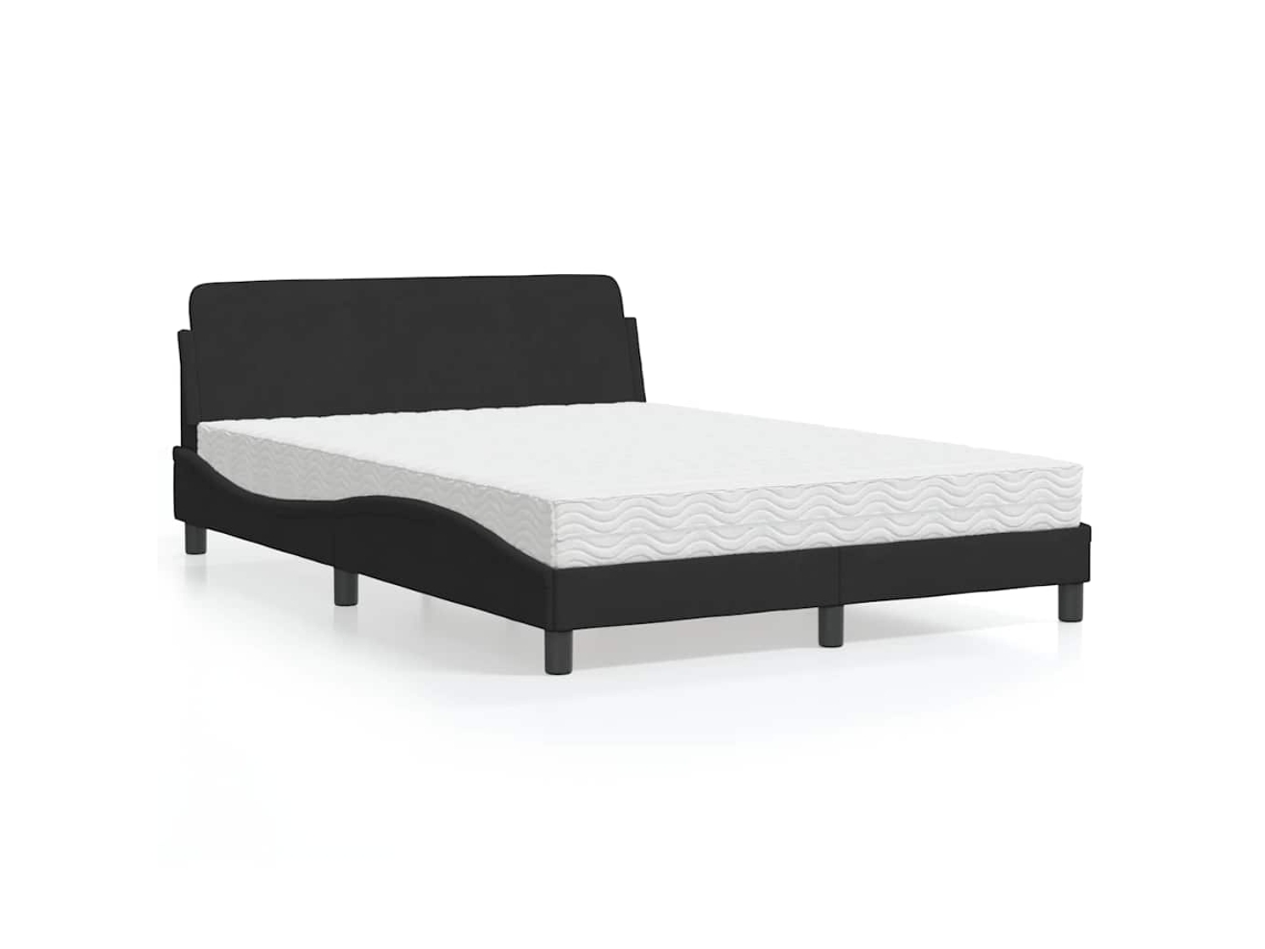 Vidaxl Cama Com Colchão Dover 120x200 Cm Veludo Preto