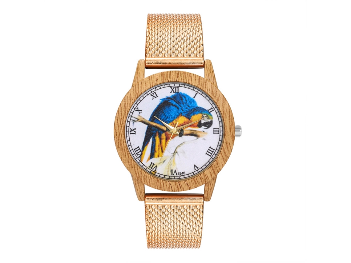 Reloj De Cuarzo De Piel Silicona Unisex Moda Pulsera Dial Redondo Oro Rosa