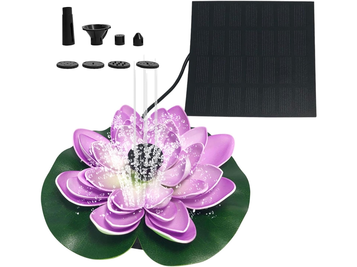 Fonte De Água Solar Com Bicos Flutuantes E Flor Ajustável.