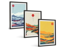 Conjunto De Pinturas Montanhas Coloridas, Rio, Abstração Espelharte (3 Peças 40x60 Cm)