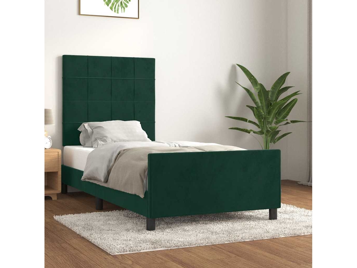 Vidaxl Estrutura De Cama Sem Colchão 120x200 Cm Veludo Verde-escuro