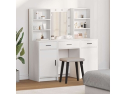Vidaxl Conjunto De Mesa De Maquiagem Com Led Com Gaveta 3 Pcs Branco