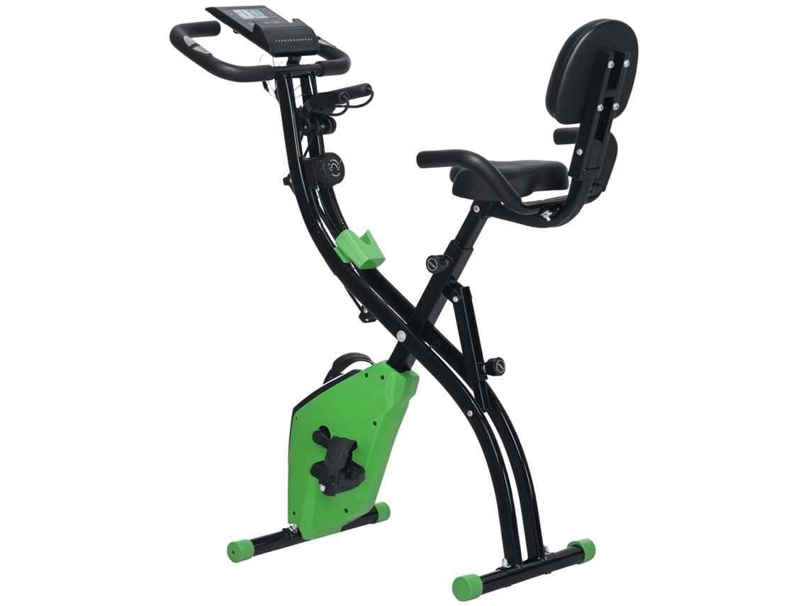 Bicicleta ergométrica dobrável 2 em 1, resistência magnética ajustável, 8 níveis, silenciosa, com sensor de frequência cardíaca, verde em S/MARCA