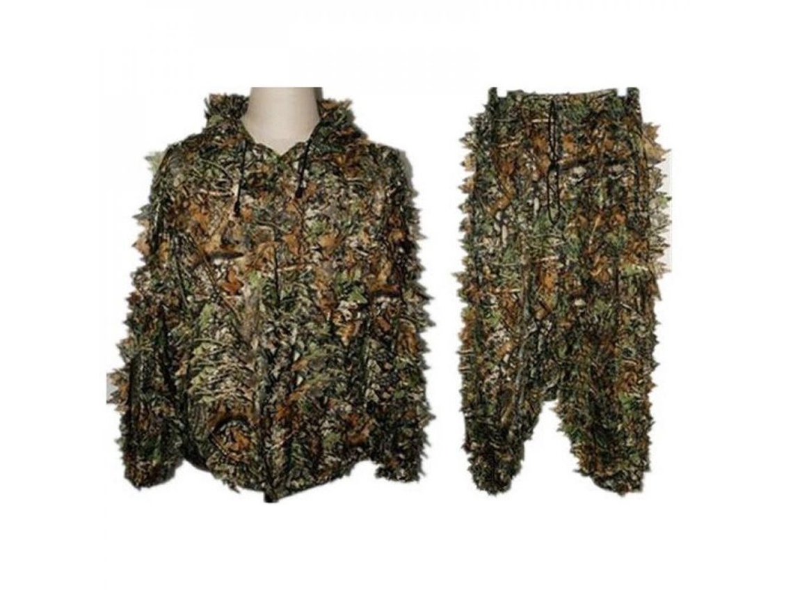 Traje Camuflaje 3d Hoja Transpirable Para Caza En Bosque, Ropa Outdoor Superior Y Pantalones M-l Camuflagem