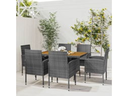 Conjunto de 7 peças Jantar ao ar livre Vime Pe Cinza Dkd Home Decor