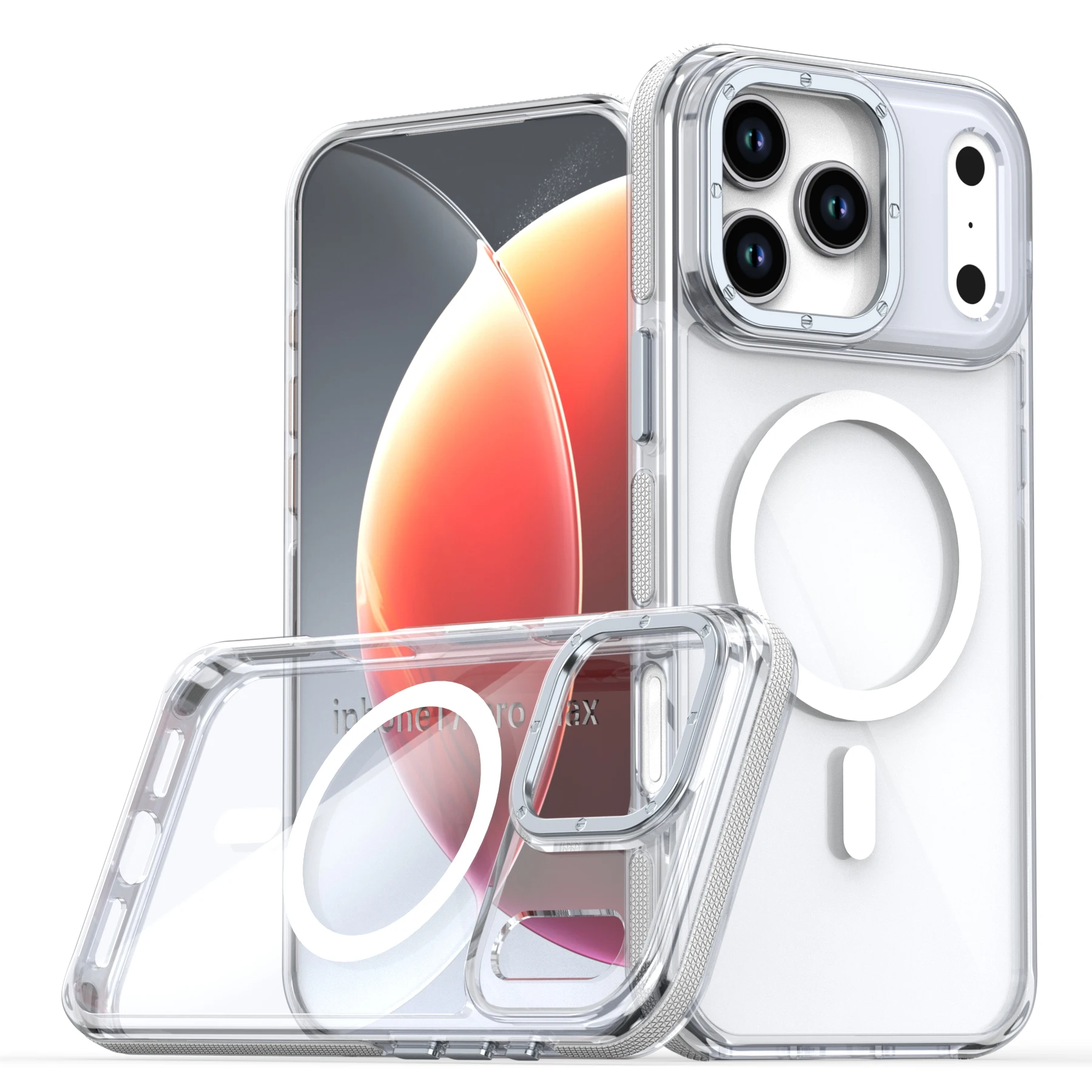 (branco, Iphone 12 Pro) Capa Protetora Transparente Magnética De Luxo, À Prova De Choque E Com Carregamento Sem Fio.