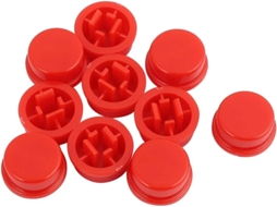 Conjunto de 10 Protetores Redondos Vermelhos para Botões Táteis 12x12x7,3mm CHABERLU