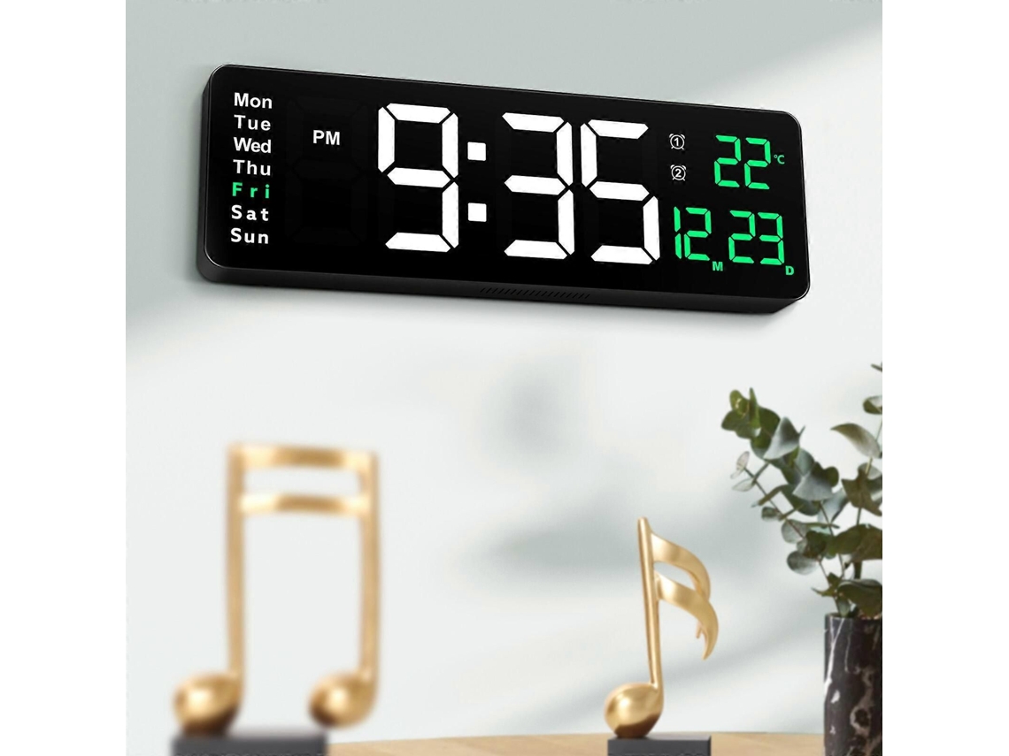 Relógio De Parede Digital Led Com Temperatura E Alarme