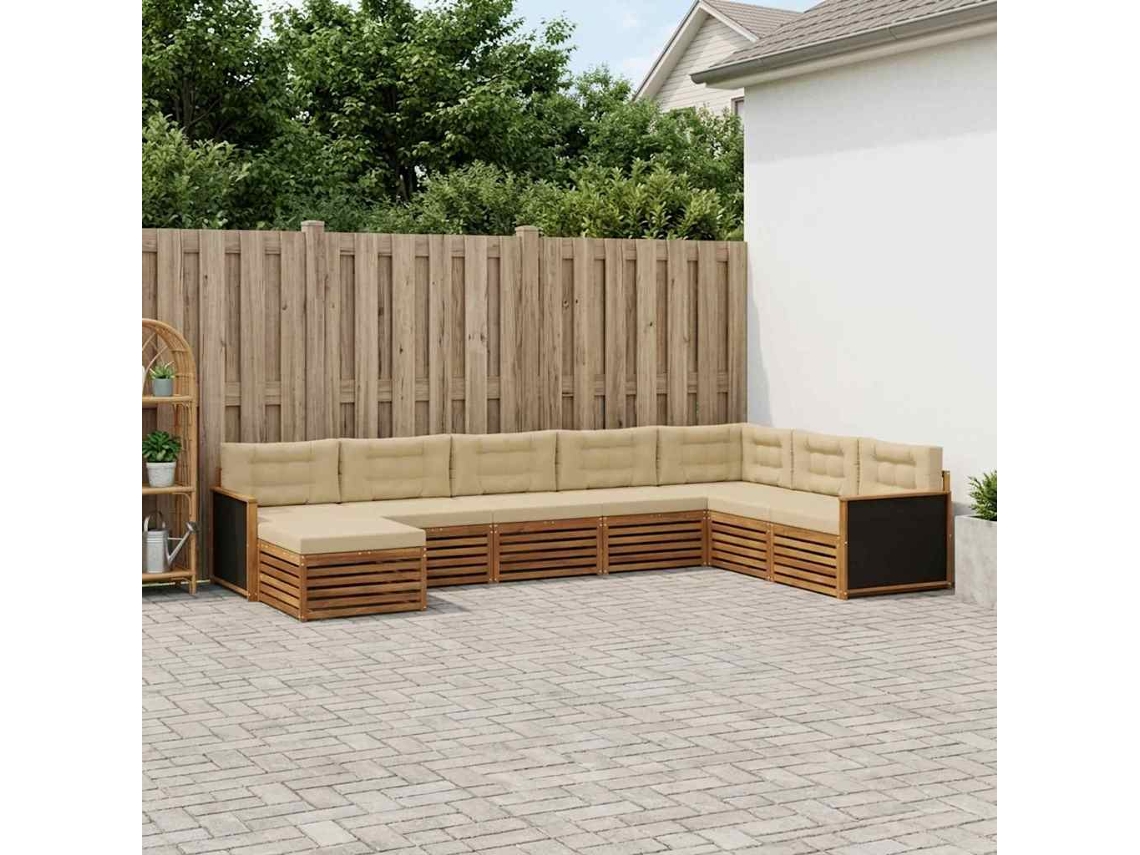 Vidaxl Conjunto De Sofás Para Exterior 8 Pcs Natural E Bege