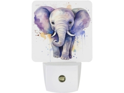 Luminária De Parede Em Formato Elefante, Luminária Noturna Em Aquarela, Sensor Crepuscular, Luz Led Branca Quente