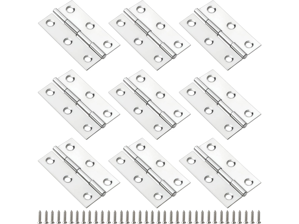 Conjunto De 9 Dobradiças Dobráveis Em Aço Inoxidável Para Armários, Portas De Madeira E Pequenos Gabinetes Dobradiças