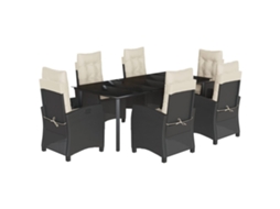 Garden Dining Set, Garden Dining Sets Vidaxl Preto Rattan / Vime (200 Cm Table Length)