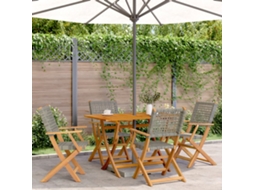 Vidaxl 5 Pcs Conjunto de Jantar P/ Jardim Vime Pe/madeira Maciça Preto