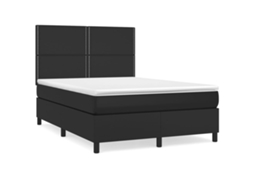 Cama com Molas Couro Artificial Preto MAISON EXCLUSIVE 140x190 cm