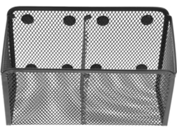 Suporte para latas espaçoso e resistente, cesto de armazenamento magnético em ferro preto, ideal para mesa e geladeira.