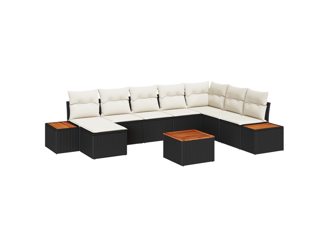 Conjunto 9 Conjunto De Móveis Para Exterior Vidaxl Preto Vime Pe (319 X 209 X 85 Cm)