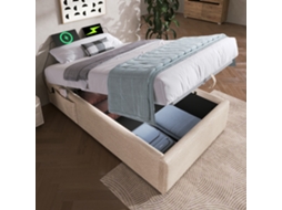 Cama Solteiro Linho 90x200 Usb c Estrado Sem Cabeceira