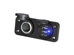 Carregador Usb Duplo 12v-24v À Prova D'água Com Tomada De Energia, Adaptador Para Carro Luz Led, Uso Em Embarcações, Motocicletas E Caminhões.