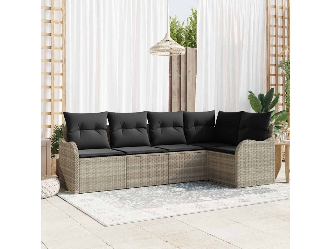 Vidaxl Conjunto de Sofá de Jardim com Almofada 5 Pcs Cinzento claro