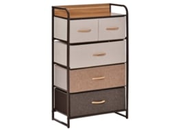 Cômoda com Cinco Gavetas Dobráveis e Tampo Mdf, 58x29x99cm, Estilo Multicolorido. QINGYU TECH