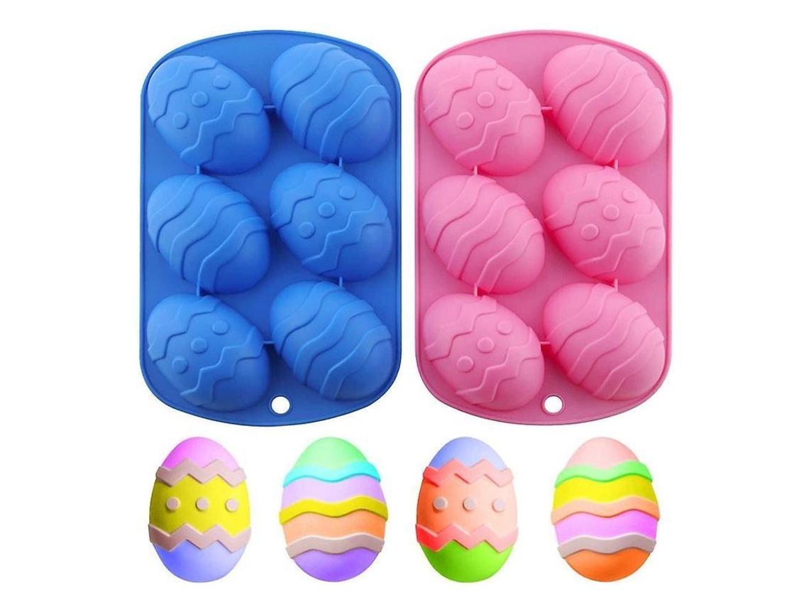2026 molde de Silicona para Chocolate Huevos de Pascua 6 Cavidades Antiadherente para Dulces Helados Pasteles Decoración Azul