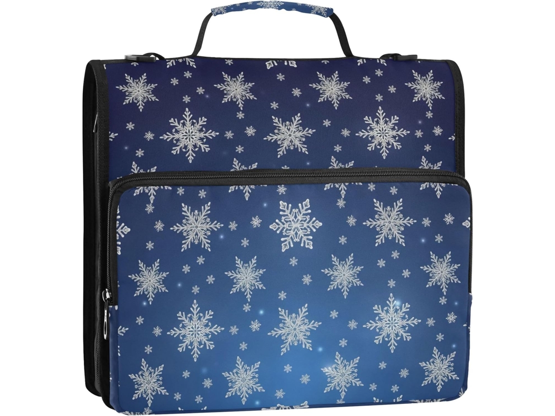 Organizador De Fichário 3 Argolas Em Formato Floco Neve, 3, 8cm 1 2 Polegada, Azul Degradê, Pasta Com Argolas E Suporte