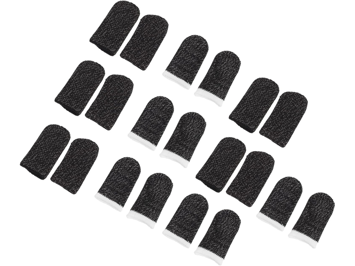 Protetores De Dedo Para Jogos Em Nylon E Fibra Prateada, Resistentes Ao Suor, Design Elástico, 10 Pares, Servem Na