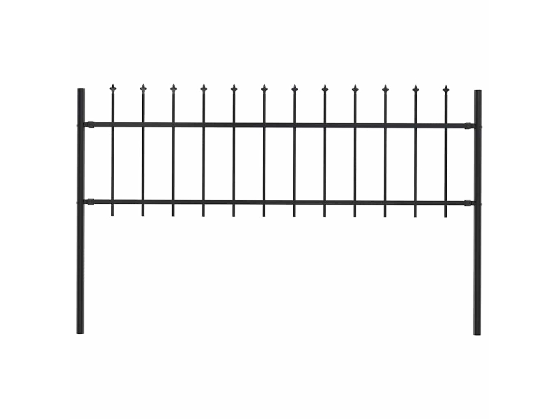 Vidaxl Cerca De Jardim Com Topo Em Forma De Lança Em Aço 181x60 Cm, Preta