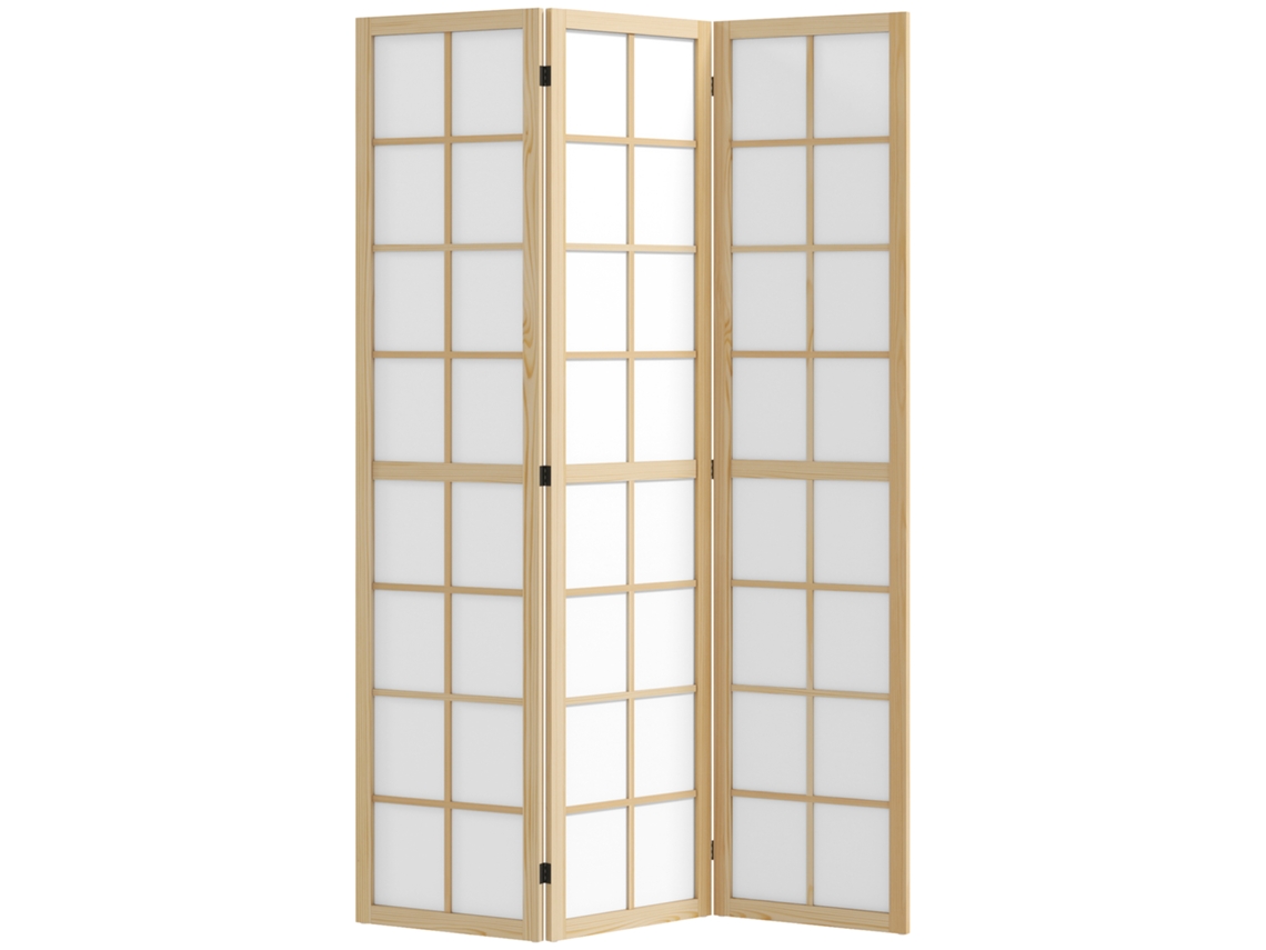 Biombo Plegable 3 Painéis Separador de Ambientes para Sala,quarto e Escritório 120x170cm Madeira e Branco BTFORUS