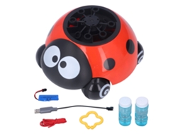 Primerox máquina de Bolhas Automática Infantil Forma de Joaninha Vermelha com 2 Soluções 50ml