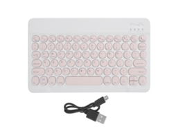 Teclado Inalámbrico Bluetooth Para Tablet Smartphone 10 Polegadas Rosa Acessórios Redondos
