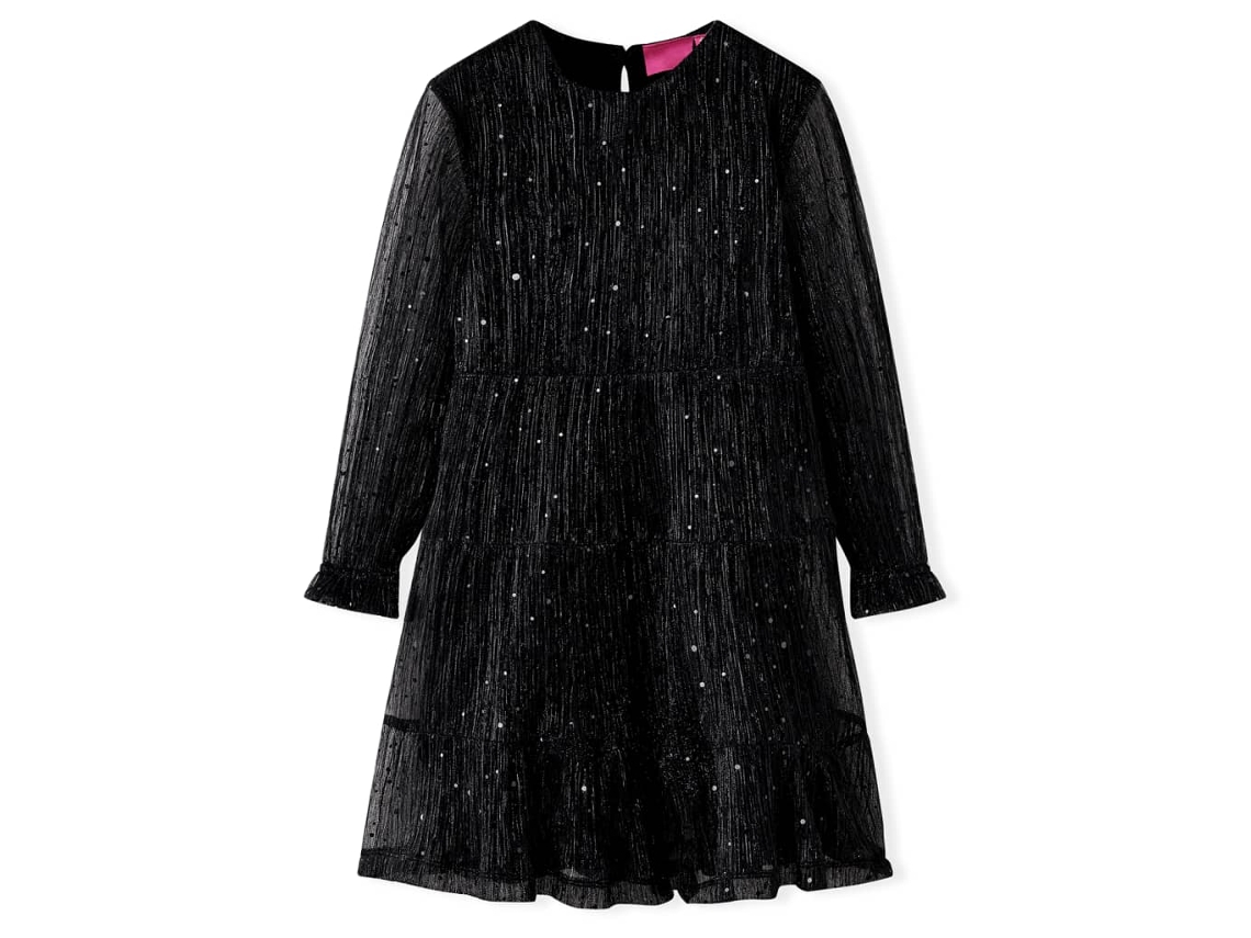 Vestido De Manga Comprida Para Criança Preto 104