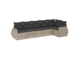 Conjunto 6 Sofás Jardim com Almofadões Vime Pe Cinza Claro MAISON EXCLUSIVE (80x200 cm)